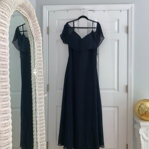 Full length Dark Navy Evening Dress (Size 18plus)